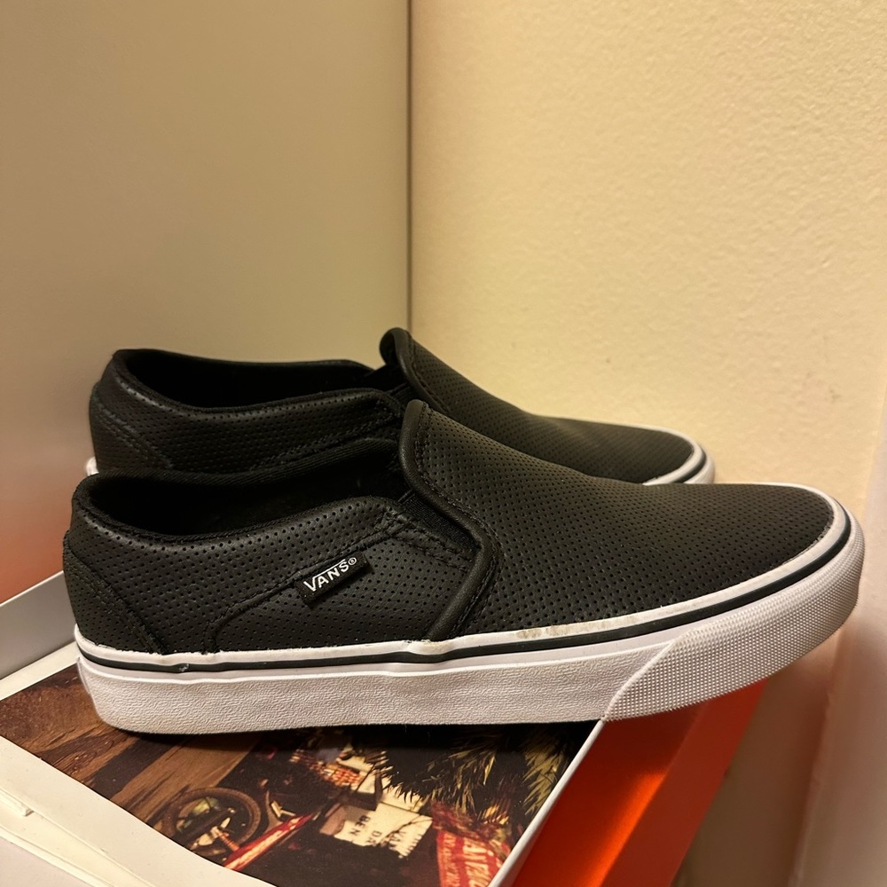 Vans black Slip-On Perf Leather Shoe - Picture 3 of 10